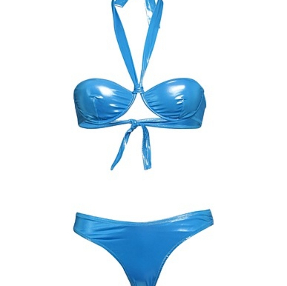Nwot Antonella Rizza metallic attico blue glossy shiny blue bikini M